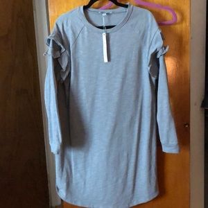 Blue Sweatshirt dress with ruffle sleeves